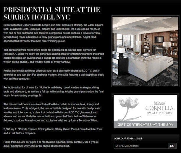 the surrey presidential suite