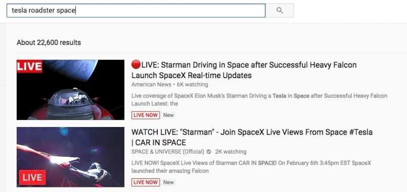 youtube-results-tesla-space